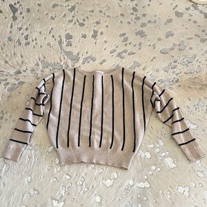 Philosophy Beige and Black Striped Top